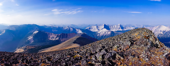 Looking west towards Victoria Ridge left of center and Windsor and Castle Peak to the right of center.