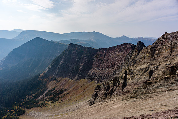 These are the cliff bands that I will traverse over on the ridge running to the left here, above them.
