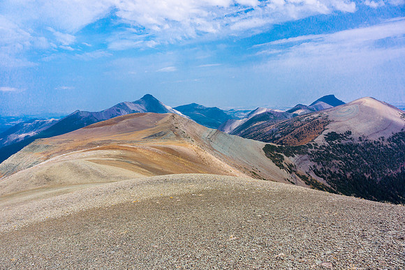 Victoria peak at far left, Pincher Ridge at far right.