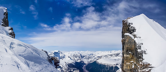 Amazing view down the Athabasca River valley - Twins Tower rising on the right.