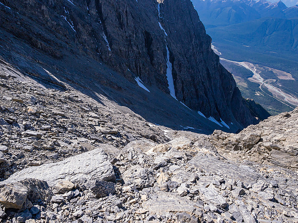 Back on slabs covered in loose rock. :(