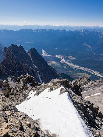 Looking down on the arete.