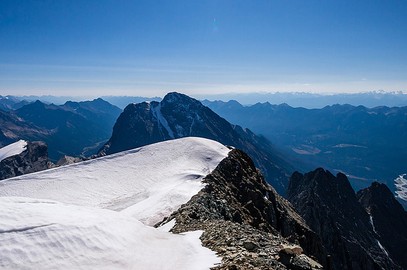 Looking south to Chancellor Peak from the summit ridge.