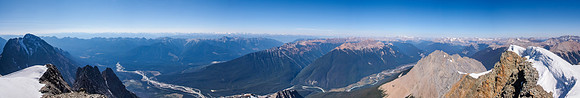 One of the best summit views I've had - Chancellor at extreme left, looking west over the Trans Canada.