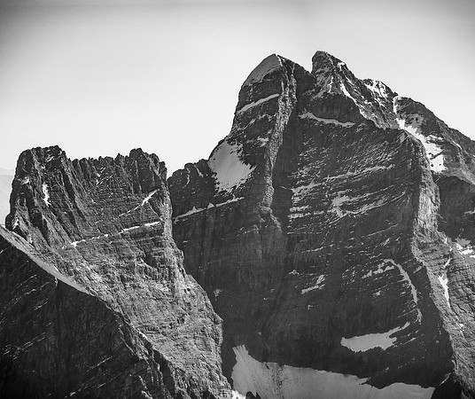 The impressive and terrifying NW face of the Goodsir Towers!