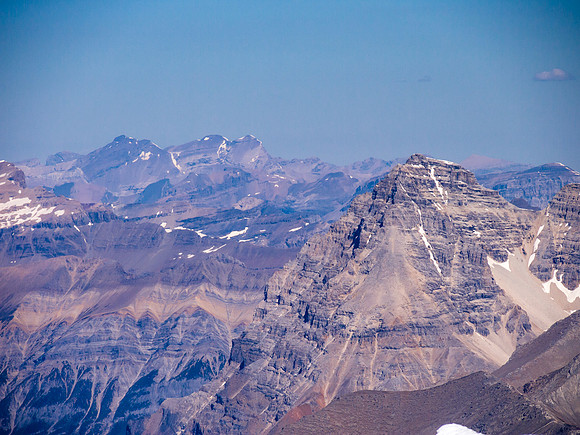 Mount Stephen on the right in the fg with Willingdon, Crown and Tower in the distance at left.