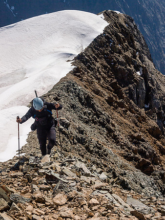 Sonny comes up the summit ridge.