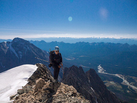 Sonny is very happy to finally stand on the lofty summit of Mount Vaux!