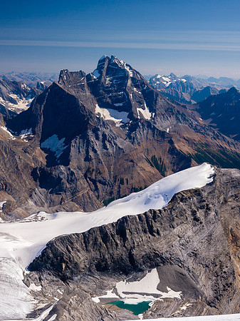One last shot of the Goodsir Towers looming over a small tarn beneath the Hanbury Glacier.