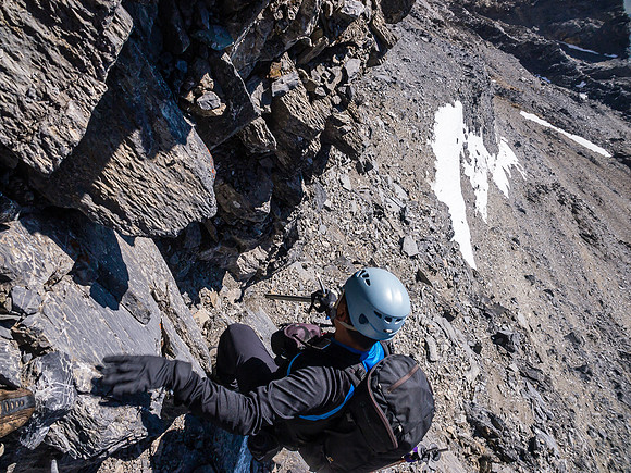 There's still a lot of loose and tricky terrain to down climb after the crux.
