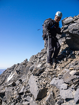 There's still a lot of loose and tricky terrain to down climb after the crux.