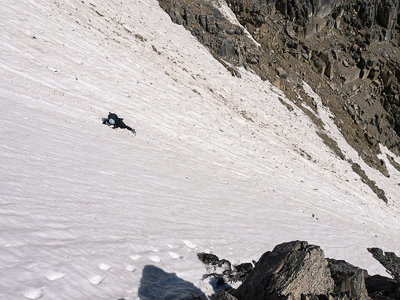 The snow was almost too hard to glissade safely.