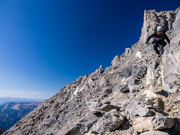 There's still a lot of loose and tricky terrain to down climb after the crux.