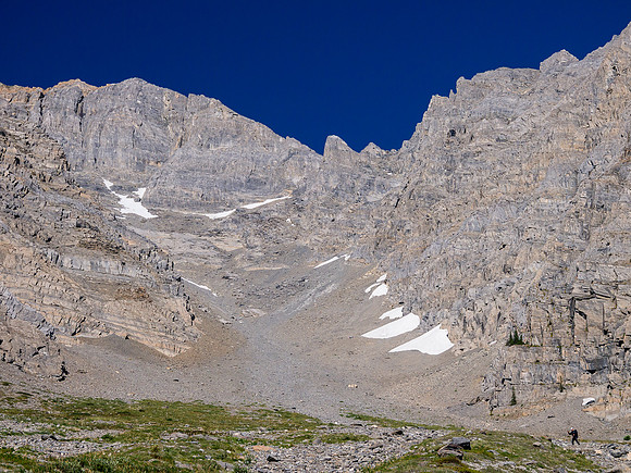 Sonny is dwarfed by the terrain.