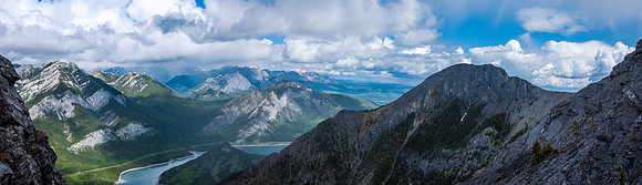 Good thing it's raining. NOT. Views of Baldy (R) and over Barrier Lake (L).