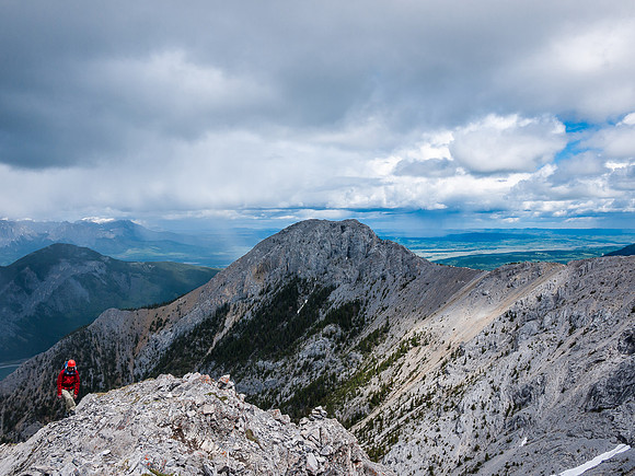 Denis approaches the summit with main Baldy in the bg.