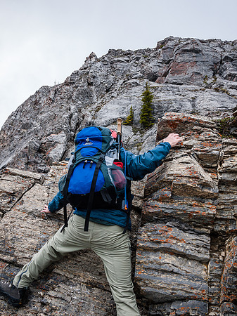 Descending the crux off West Baldy towards South.