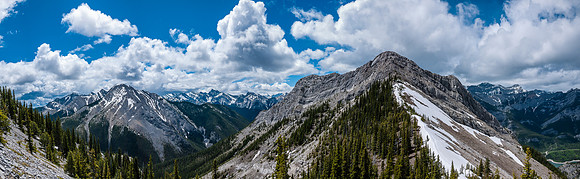 Looking back at West Baldy and our descent ridge (R) with Midnight at left and my descent ridge just out of sight to the left.