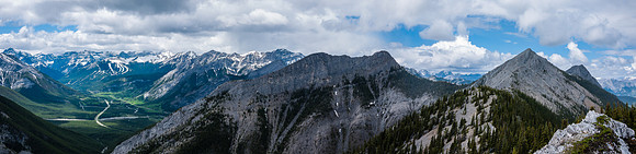 Looking back along the ridge at West, South and main Baldy and down highway 40 on the left.