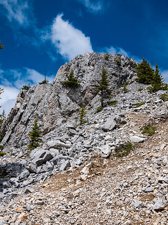 The south ridge is easy but loose - a view back from the descent to Baldy Pass.
