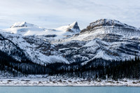 Looking across the flats that skiers use to approach the Wapta in winter. The Onion, St. Nicholas and Olive from R to L above.
