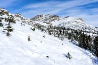 Looking ahead to the back bowl and route to the summit ridge left of center in the far distance.