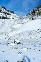 Scree slope to the col - summit out of sight to the right.