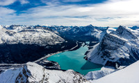 My favorite view of the day was over a still unfrozen Bow Lake looking south to Mount Hector and Bow Peak.