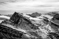 Telephoto over Crowfoot (L) and Little Crowfoot (C) towards Mount Temple.