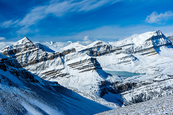 Peyto Peak, Caldron Lake and Mistaya Mountain.