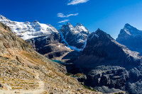 A view back along my approach from Lake Oesa includes Glacier, Ringrose, Hungabee, Yukness and Biddle (L to R).