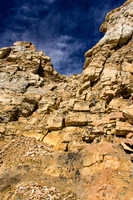 Looking up loose terrain that must be ascended to the west of the east summit.