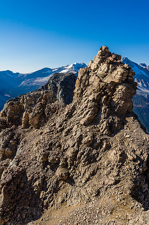 Steep and loose terrain down from the East summit of Wiwaxy.