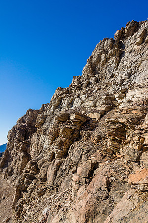 Steep and loose terrain down from the East summit of Wiwaxy.