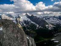 More exposure off the scramble, looking over South Burstall Pass at far center right.