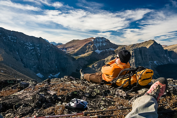 Chillin' on the ridge high point in windless, sunny, warm and 'laziness inducing' weather.