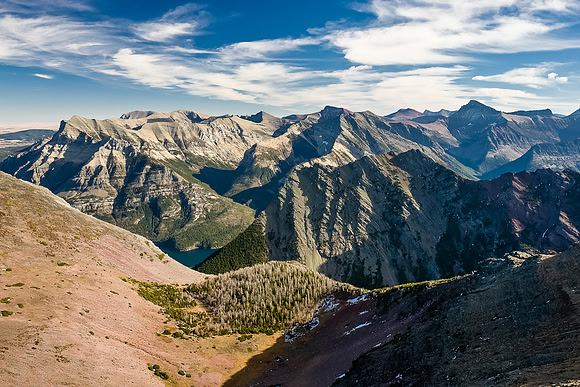 The lovely larch bowl beneath Bertha Peak.