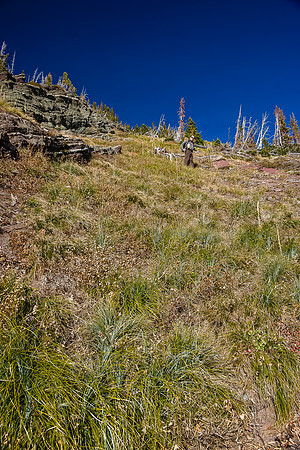 Descending Bertha Peak back to Bertha Lake.