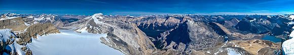Summit panorama with Patterson on the left, Caldron at center and Thompson on the right.