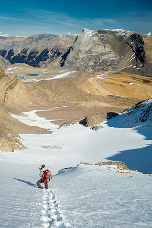 Slushy snow makes for a fast descent.