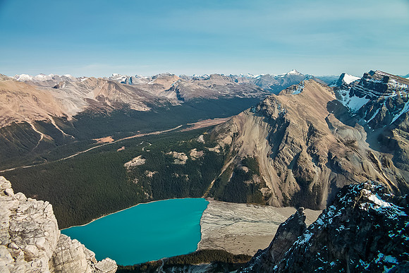 Great views to Jimmy Simpson over Peyto Lake.
