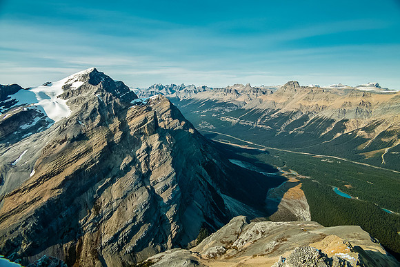 Looking north from the summit with Patterson on the left and Weed and Quill on the right.