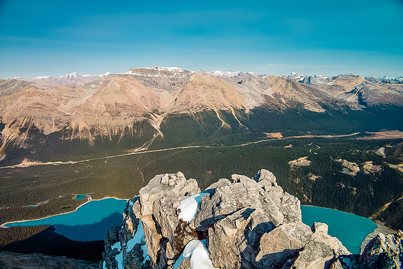 Observation Peak across Peyto Lake and the Icefields Parkway.