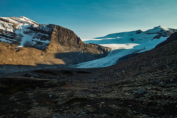 Looking towards the Peyto Glacier as the shadows lengthen.