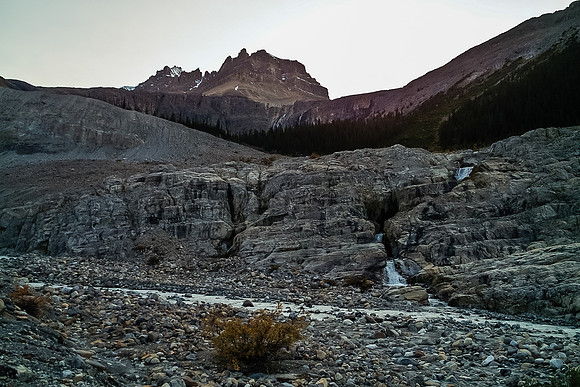 Exiting gravel flats to Peyto Lake.