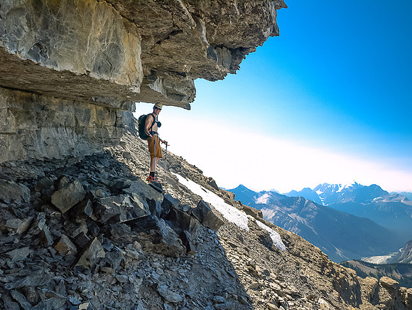 Traversing the summit block.