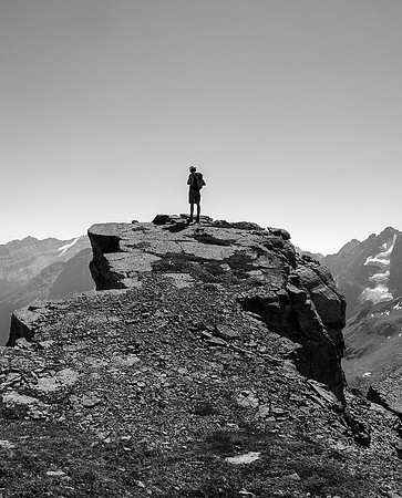 JW gazes off a prominent point near our ascent line.