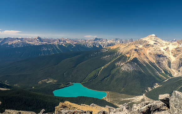 Sublime view of Emerald Lake with Carnarvon rising to the right over Emerald Peak.
