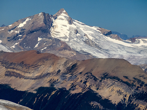 Des Poilus is a gorgeous Wapta Icefields peak, looming over Whaleback Mountain's ridge in this shot and looking extremely melted out!