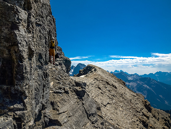 This gives an idea of the terrain around the crux - very steep and exposed.